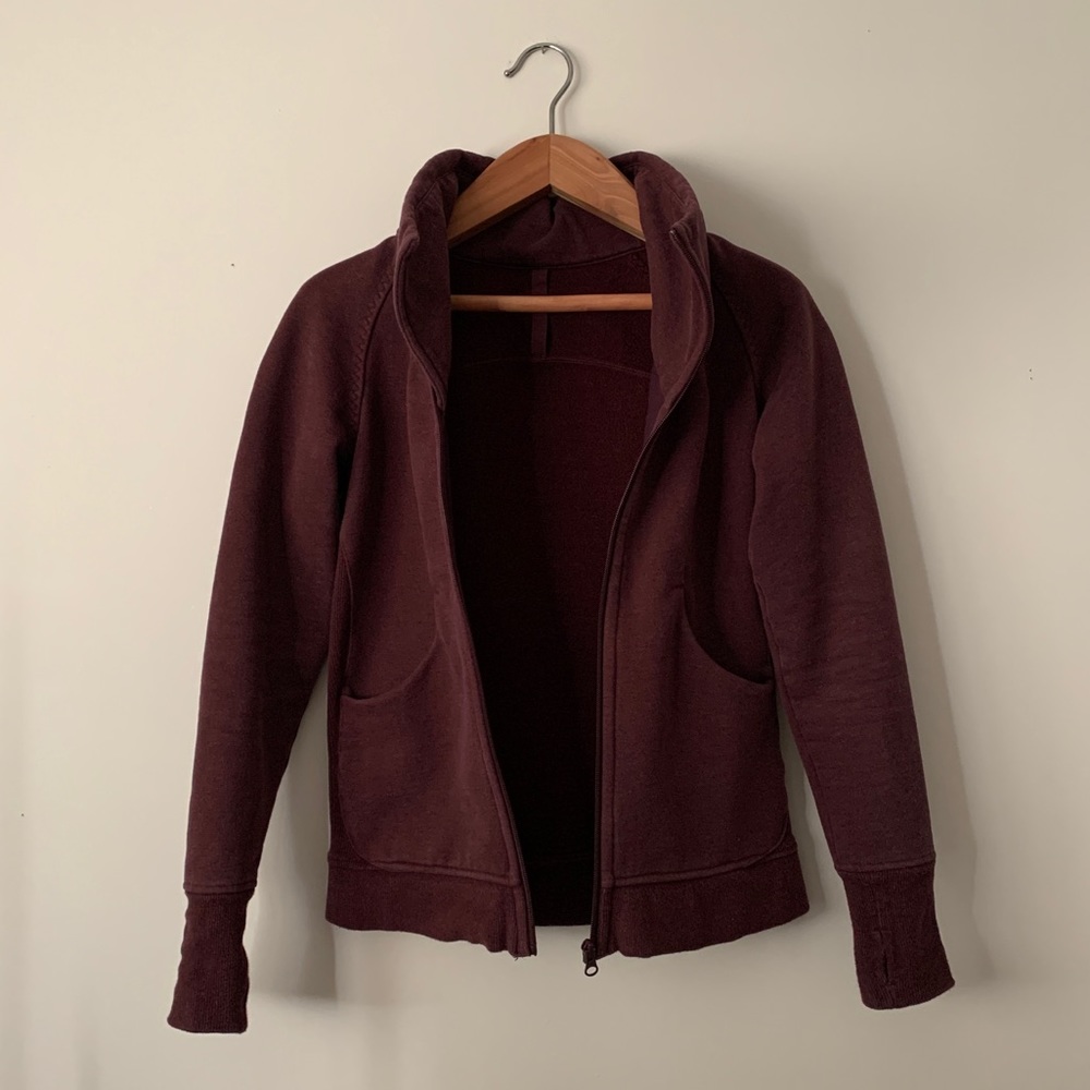 Lululemon Athletica Cuddle Up Jacket Plum Activewear  Full Zip Scuba Women Sz 4